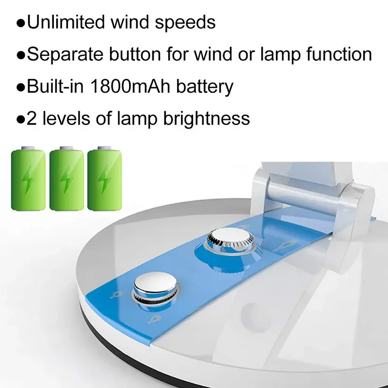 USB Mini Fan Home Desktop Portable Outdoor Cooling FanMultifunction Solar Fan Foldable with LED Light Speed Adjustable