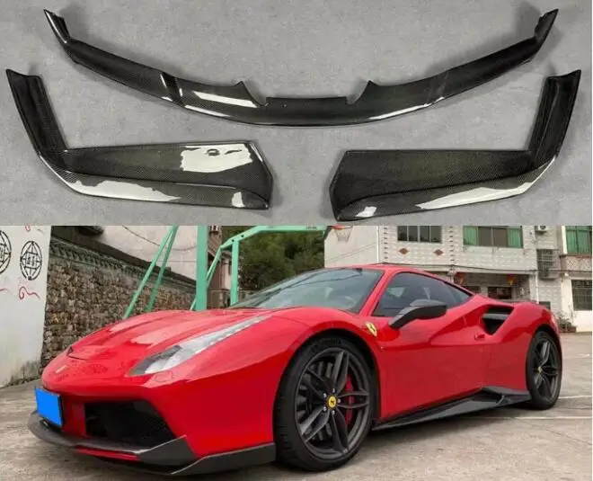 

Real Forged Carbon Fiber Front Bumper Splitters Lip Spoiler Wind Knife For Ferrari 488 Spider GTB 2015 2016 2017 2018 2019 2020