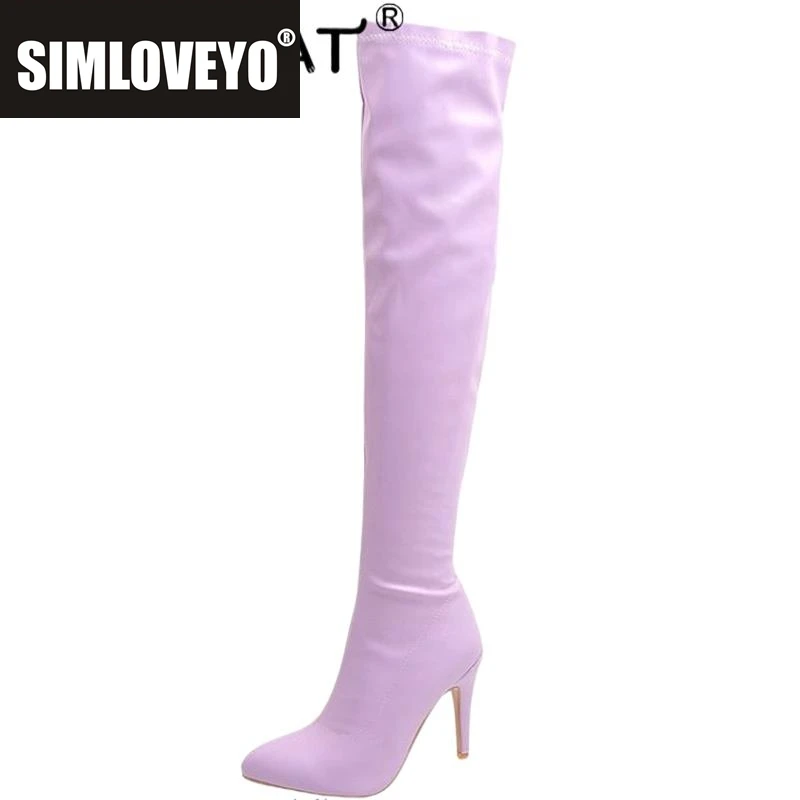 

SIMLOVEYO Сапоги выше колена с острым носком на тонком каблуке 32–48, черный, белый, желтый, сексуальный S2728