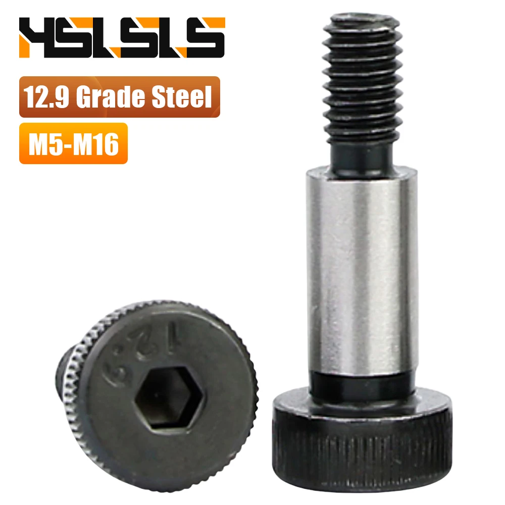 HSLSLS Hex Socket Shoulder Screw M5 M6 M8 M10 M12 M16 High Strength 12.9 Grade Steel Shoulder Bolt Roller Bearing Screw
