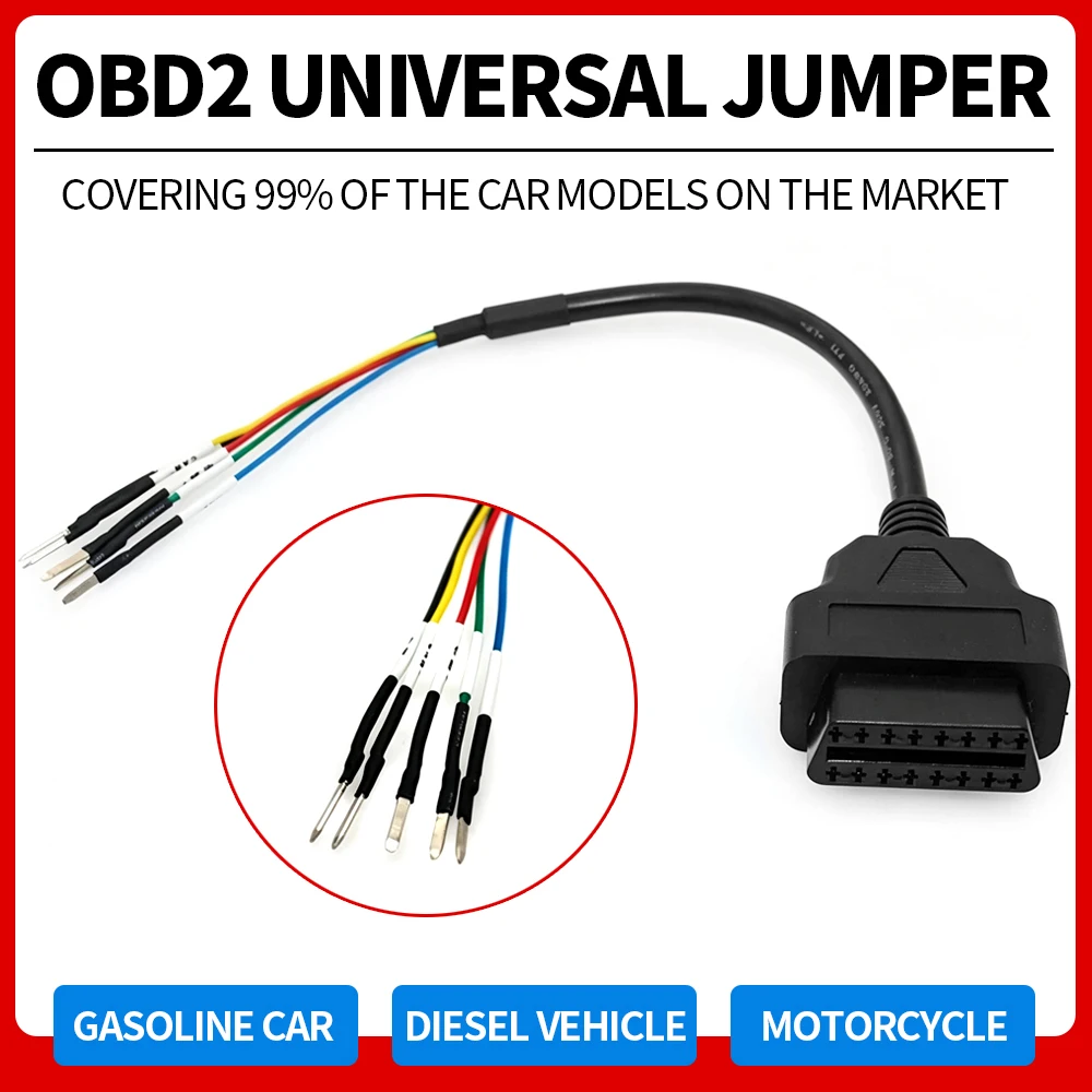 High Quality ABS OBD2 Female Connector 16 Pin 5 Functional Wires Diagnostic Cable Open Plug Wire Connector Cable Pro