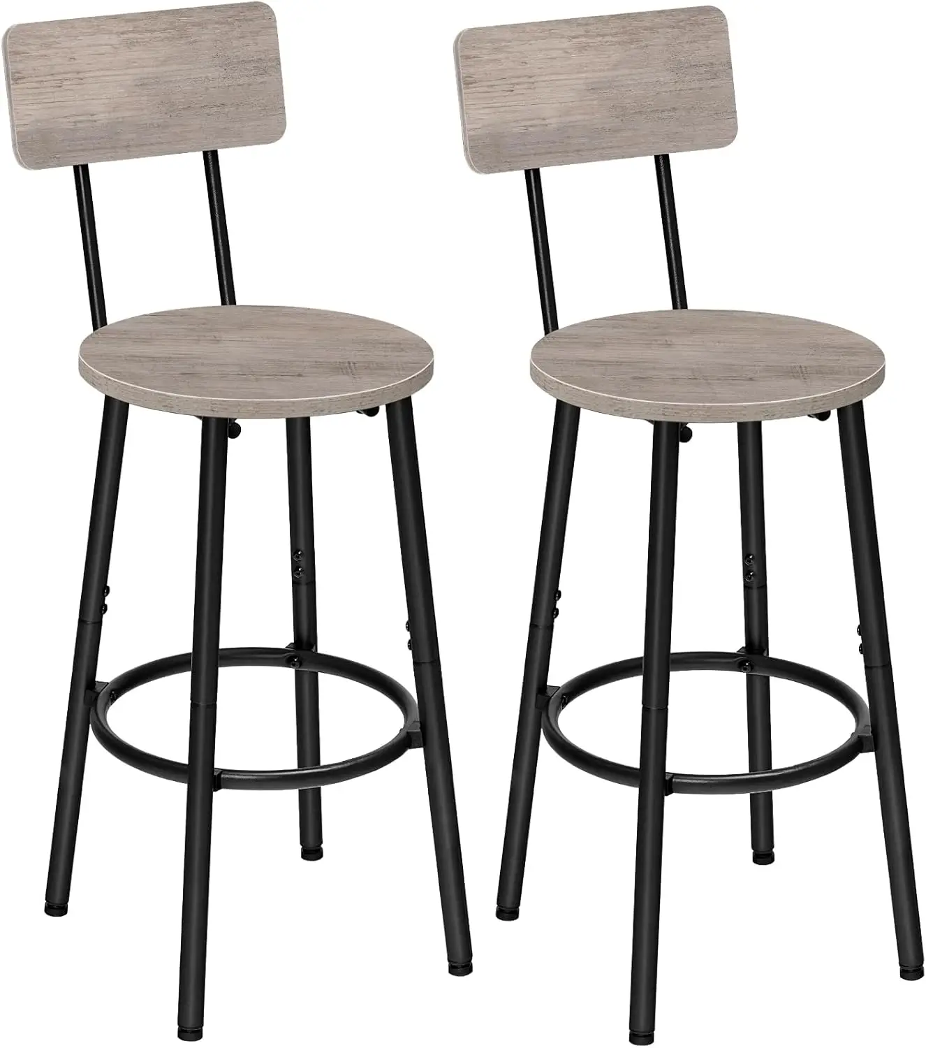 

Bar Stools,Set of 2 Bar Stools with Footrest and Back,25.2" Bar Chairs for Kitchen Island, Dining Room,Counter Height Bar Sto