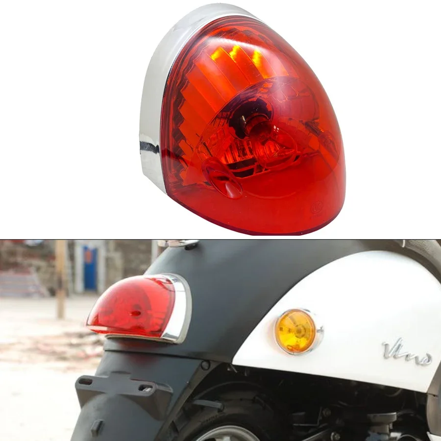 1PC Red Lens Universal Motorcycle Rear Light Brake Lamp ABS Scooter Moped E-Bike Tail Indicator For Yamaha Vino Honda Giorno