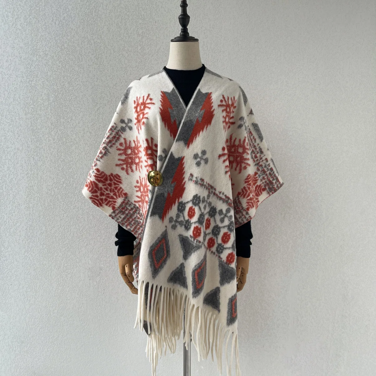 Autumn and Winter Knitted Women's Cape Keeping Warm Self Driving Photography Travel Dressing Ethnic Style Shawl Cloak Poncho