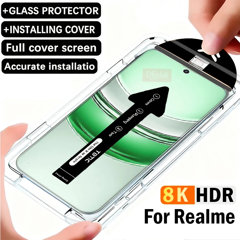 

8K закаленное стекло с автоматической установкой без пыли для Realme C75 C73 C71 C67 C65 C63 C61 C55 C53 C51 C35 C33 C31 C30 Защитная пленка