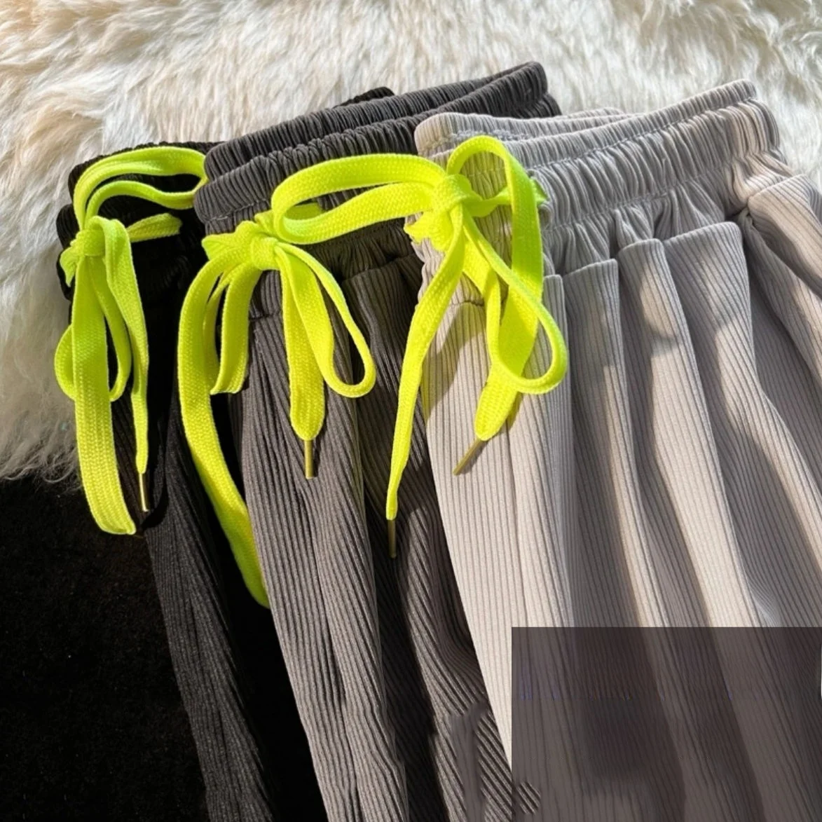 Ice Silk Quick Dry Casual Pants Women Summer Thin Loose Sweatpants Sports Cuffed Pants High Waist Straight Leg Long Pants