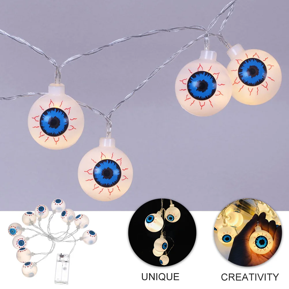 1 قطعة سلسلة إضاءة لمهرجان الأشباح للهالوين على شكل مقلة العين أضواء زخرفية لبار الحفلات ديكور حديقة المنزل