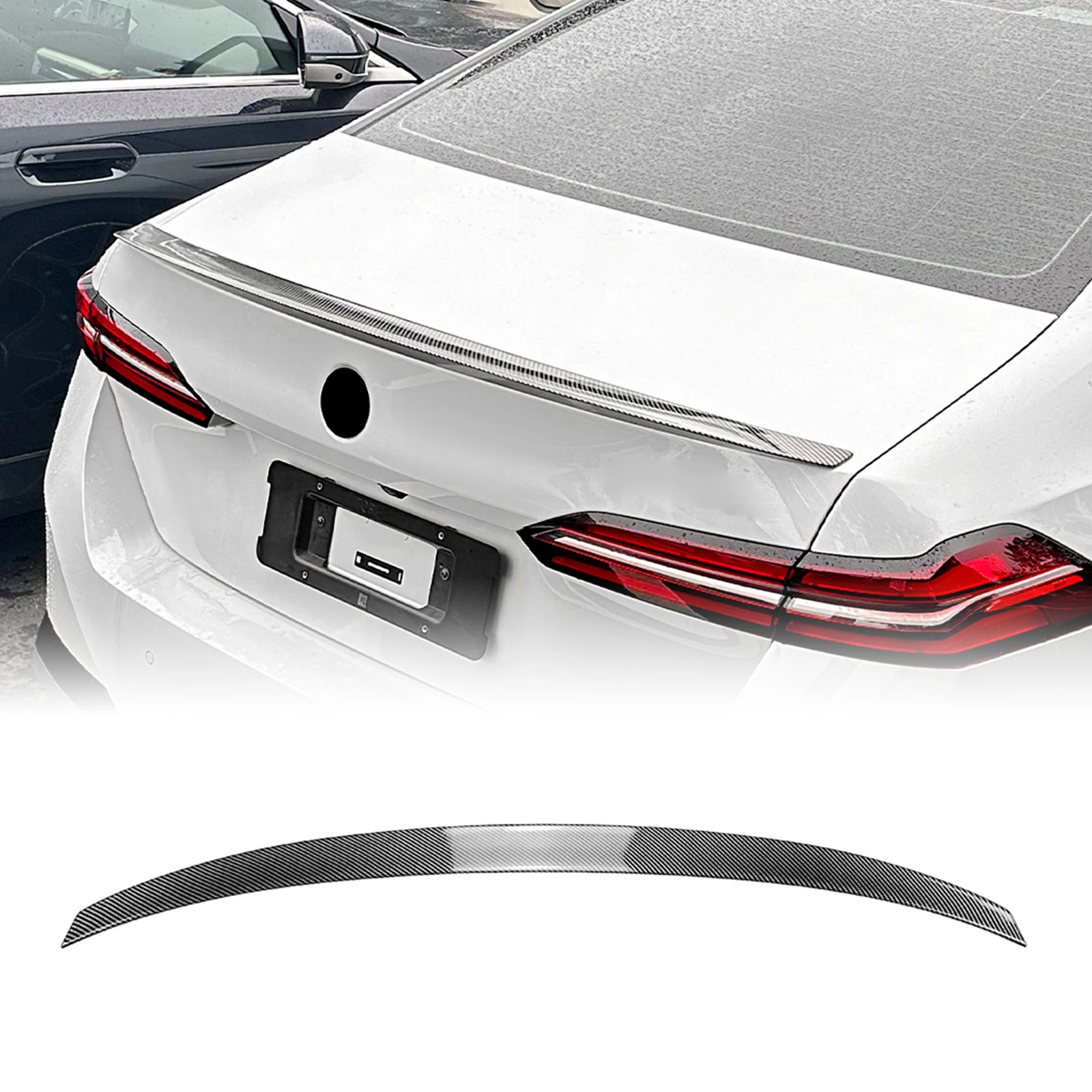 M5 Style Rear Trunk Spoiler Wing For BMW 5 Series G60 530i 540i i5 2024-2025 4-Door Carbon Fiber Look/Gloss Black Splitter Lip