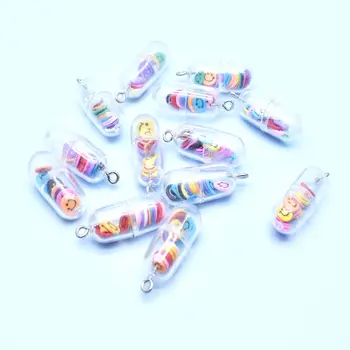 10個混合可愛藥丸笑臉人物樹脂飾品吊墜手工飾品DIY耳環項鍊鑰匙扣 8 最佳銷售 藥丸護符 - №6