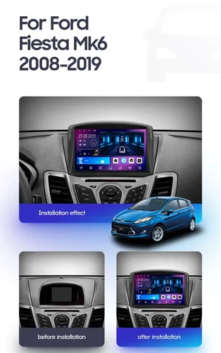 Imagen 2 del producto Android 15 Carplay Auto para Ford Fiesta MK7 2009 - 2017 Radio de coche estéreo Multimedia unidad principal reproductor navegación GPS 5G WiFi