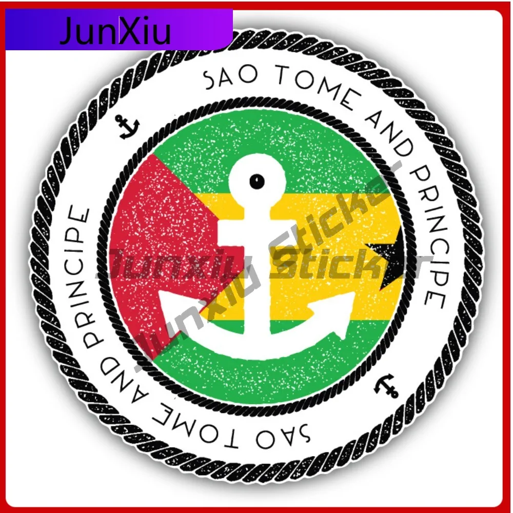 

Sao Tome And Principe Flag Grunge Nautical Stamp Car Decal Bumper Stickers Anime Style Window Use For Car Sticker Accessories