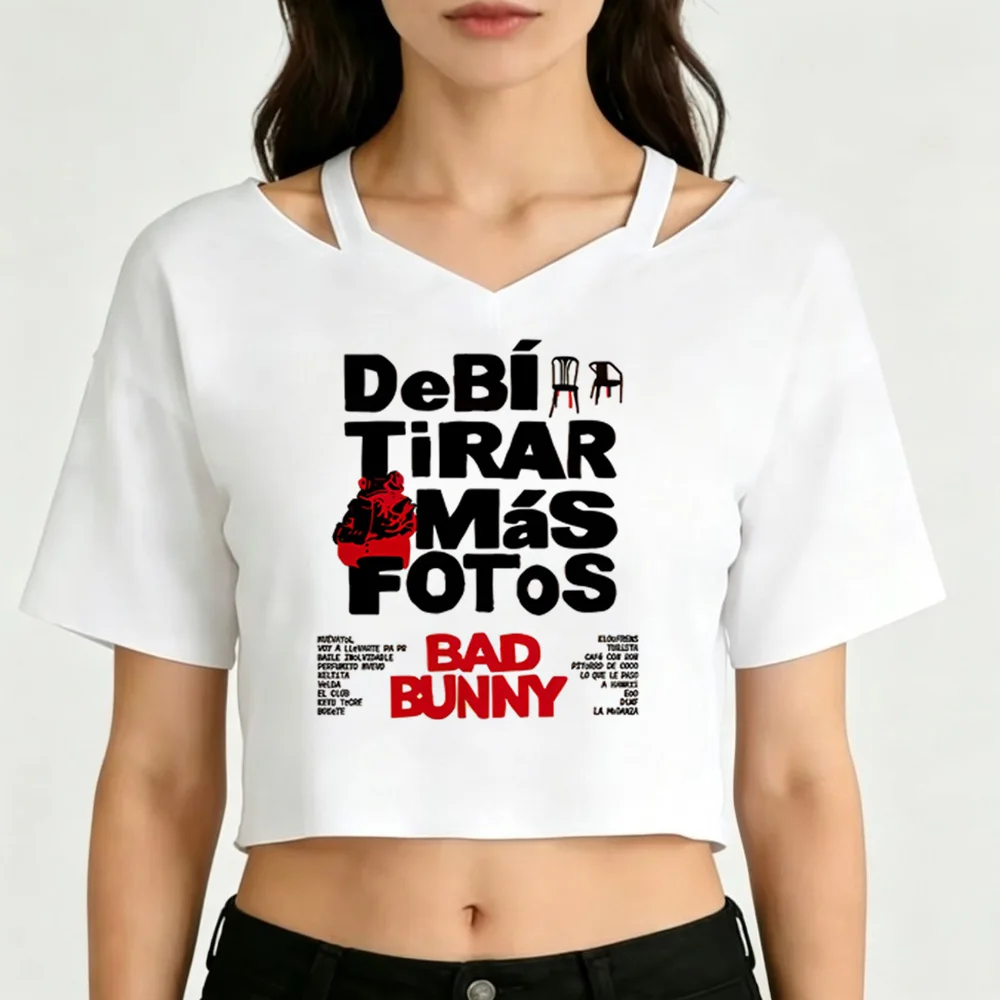 Bad Bunny Crop Top Teen Y2k  Kawaii Tshirt Graphic DTMF Debí Tirar Más Fotos TShirt