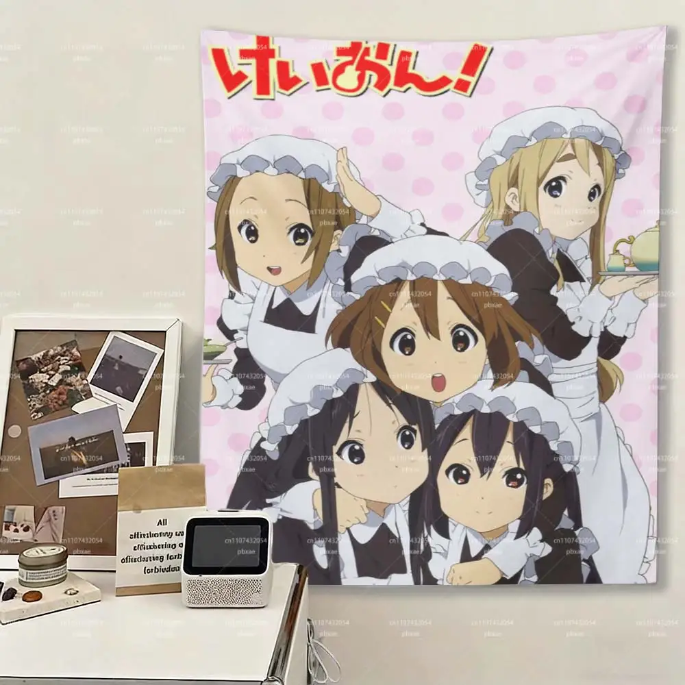 K-ON! Anime-Maid-Wandteppich, niedlicher Anime-Mädchen-Gruppen-Wandbehang, Polyester-Dekoration für Schlafzimmer, Wohnheim und Anime-Fans