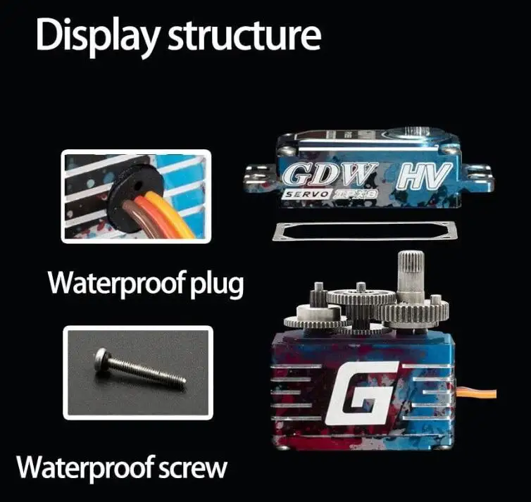 GDW IPX893 6-8,4 V HV 36 kg Bezrdzeniowy serwomotor Bezszczotkowa przekładnia Wysoki moment obrotowy 1000-2000 us Kąt 120 °   dla 1/8 1/10 RC Car TRX4 TRX6