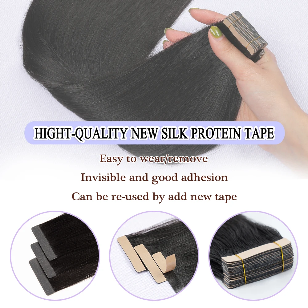 ShowCoco Double Drawn Tape In Human Hair Extension 100% Human Hair Ombre Color Thick Ends Straight Remy 14\