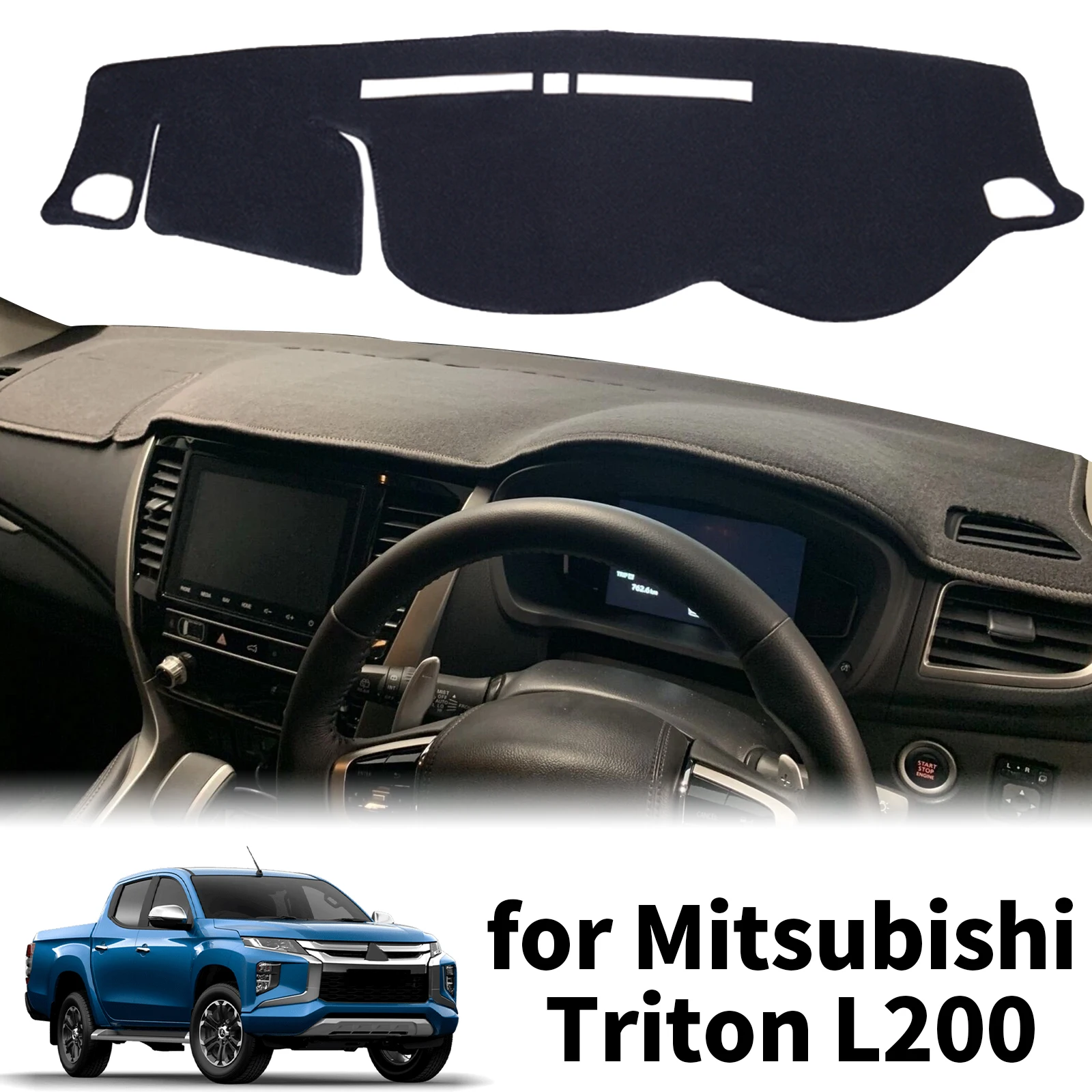 

fit Mitsubishi Triton L200 MQ MR 2015-2022 Accessories Car Dashmat Dashboard Cover Pad DashMat Sunshade Protective Carpet