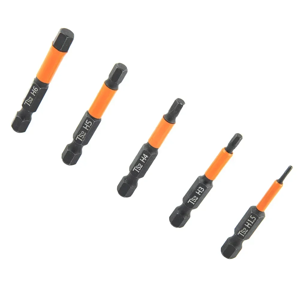 Destornillador eléctrico de cambio rápido, taladro hexagonal de 1/4 pulgadas, 50mm/1,96 pulgadas, 50mm de longitud, aleación de acero, color negro y naranja, nuevo