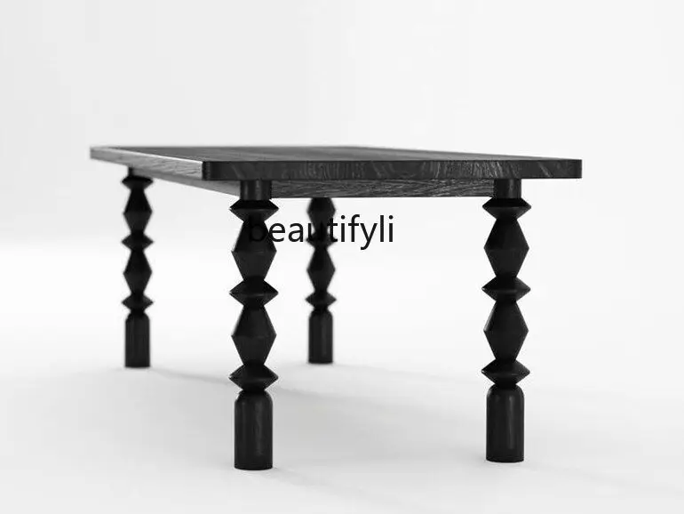 American-Style Solid Wood Distressed Desk Country Retro Rectangular Dining Table Creative Conference Table