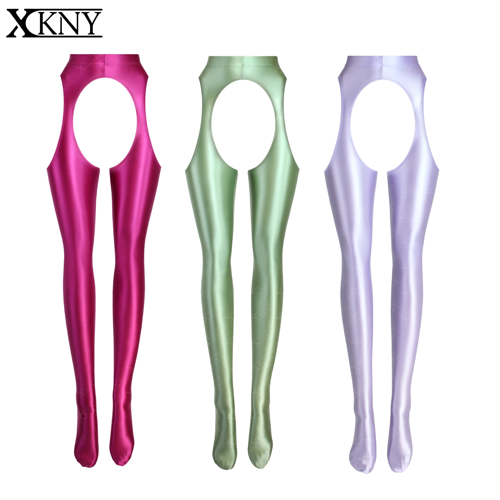 

XClocKNYoung: Глянцевые атласные колготки с открытой промежностью, шелковистые непрозрачные колготки, сексуальные чулки, атласные глянцевые колготки с вырезами.