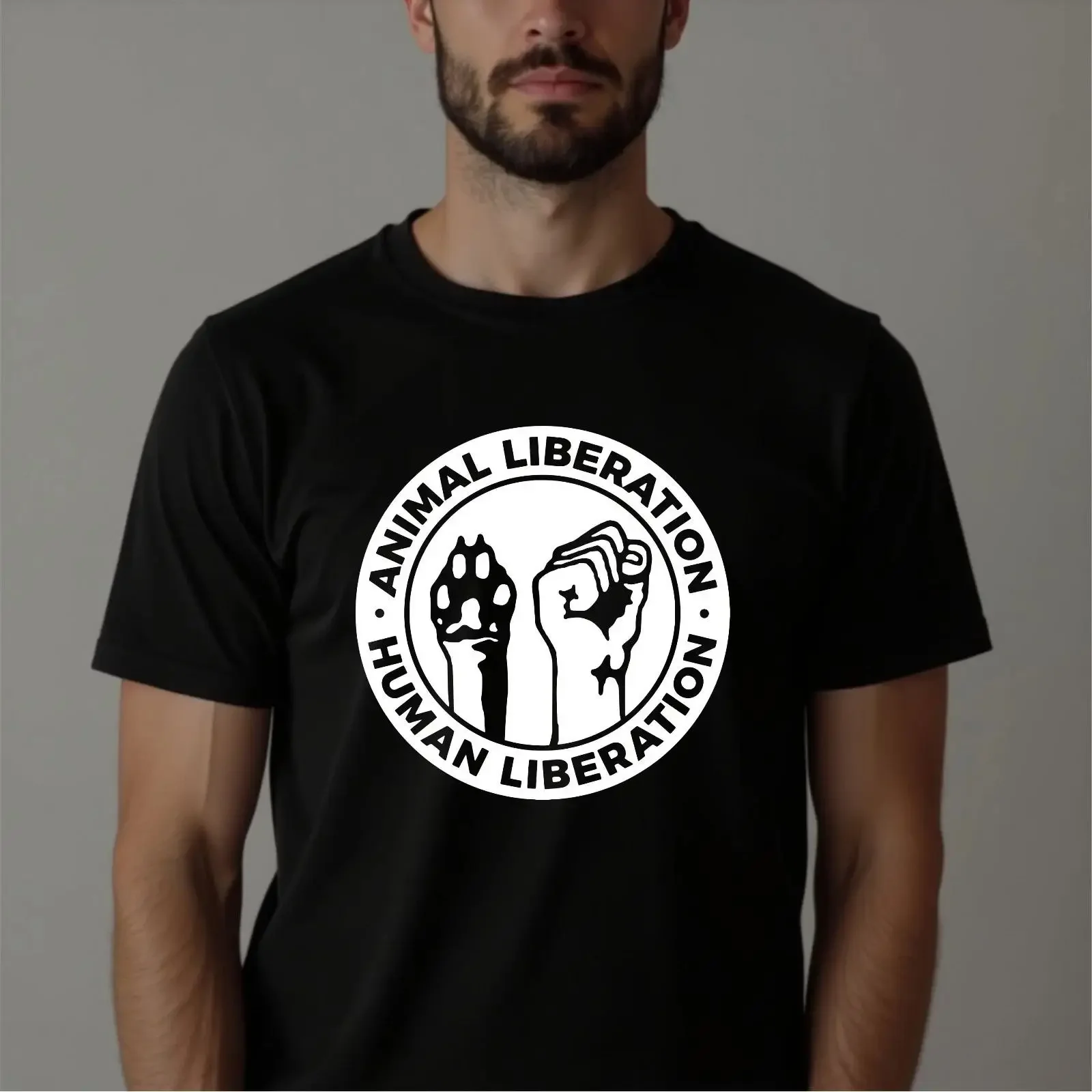 Tierrechte T-Shirt Vegan Vegetarisch Wohlfahrt Aktivist Faust Pfote Grafik 2XL Vintage Washed Fashion Leicht weich Herren