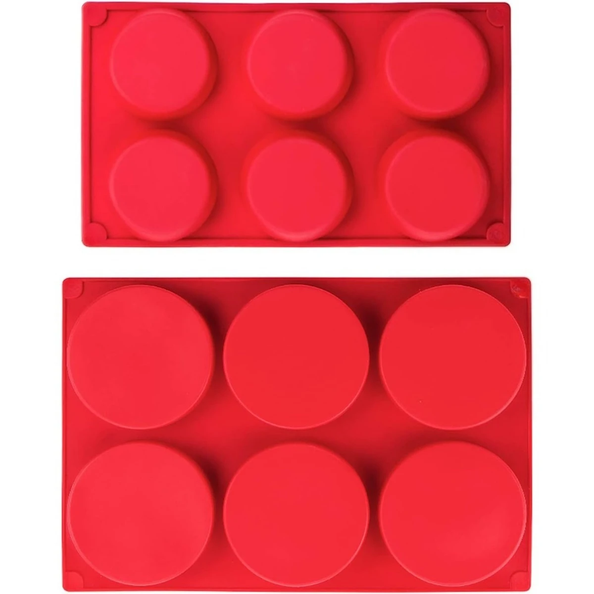 Silicone Round Baking Molds for 3 Inch and 4 Inch Round Disc Pan for Cake Muffin Top Bun, Custard, Tart, Resin Coaster, 6 Cavity