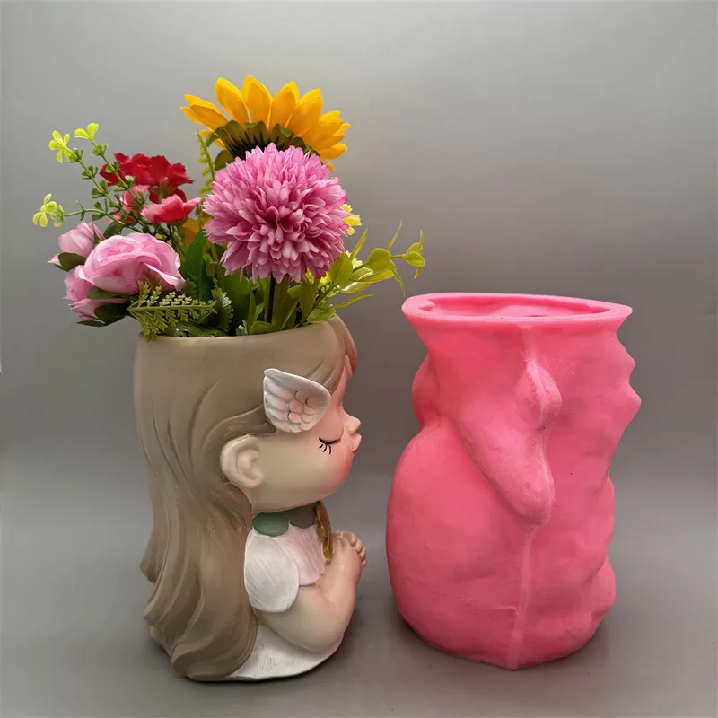 Imagem -04 - Silicone Elf Grande Flower Pot Mold Resina Vela de Gesso Cristal Concreto Soltando Cola Ferramenta Faça Você Mesmo Artesanato Decoração 3d