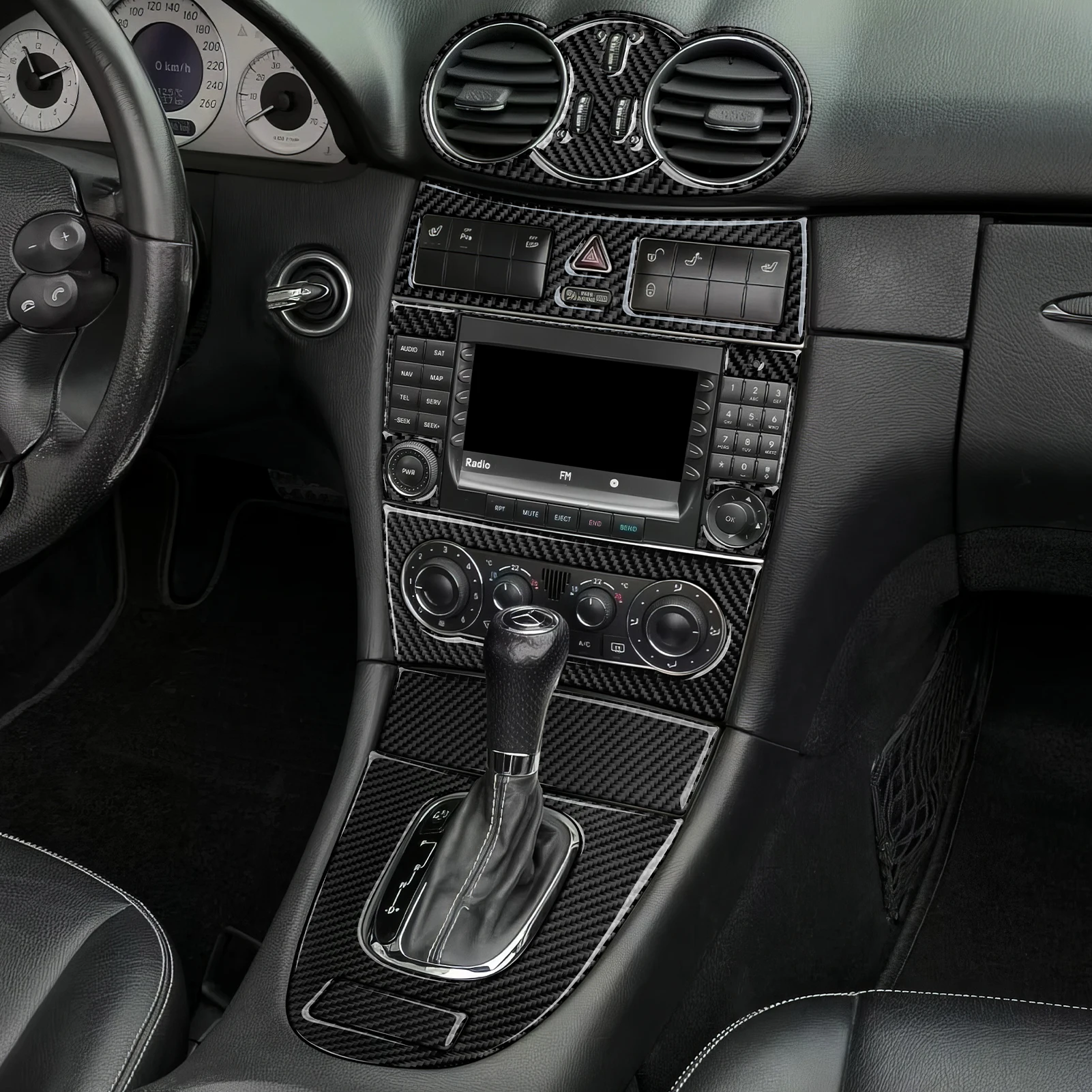 Carbon Fiber Interior Sticker. Car Center Console Gear Shift  Panel. For Mercedes Benz CLK A209 C209 (2002-2010) Accessories. view 5