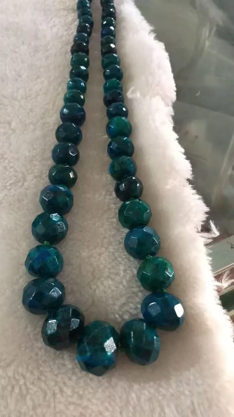 Charming!! 10-20mm Azurite Phoenix Agate Stone Crystal Quartz Round Roundel Beads Necklace
