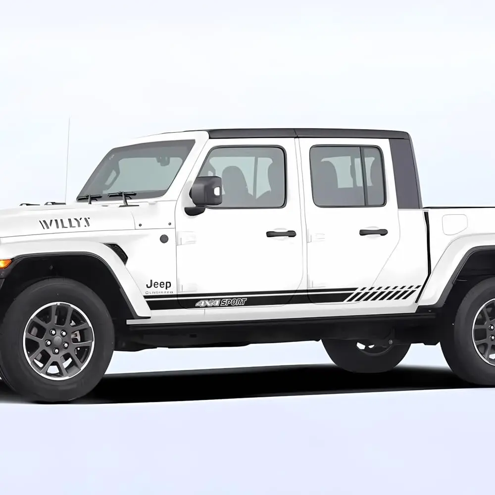 2X Decal Sticker Vinyl Rocker Panel Side Racing Stripes 4x4 Sport Graphics Compatible with Jeep JT Gladiator