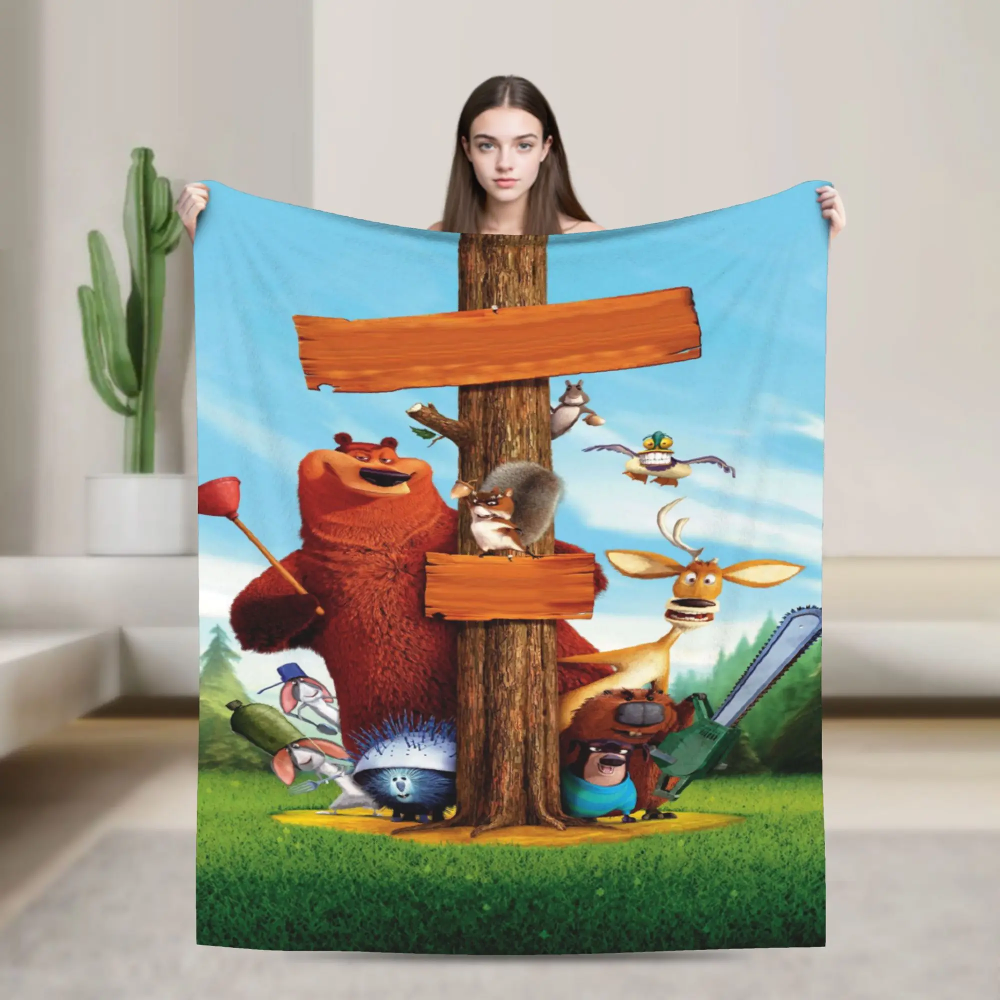 Grizzly And Lemmings  Throw Blanket for Couch  Fuzzy Soft Plush Blanket 50x60 Inches Multiple Sizes Bedspreads for All Seasons