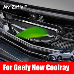 For New Geely Coolray 2023 2024 2025 Car Label Sticker Front Logo Frame Head Bumper Steering wheel Decor Sticker Cover Black ABS