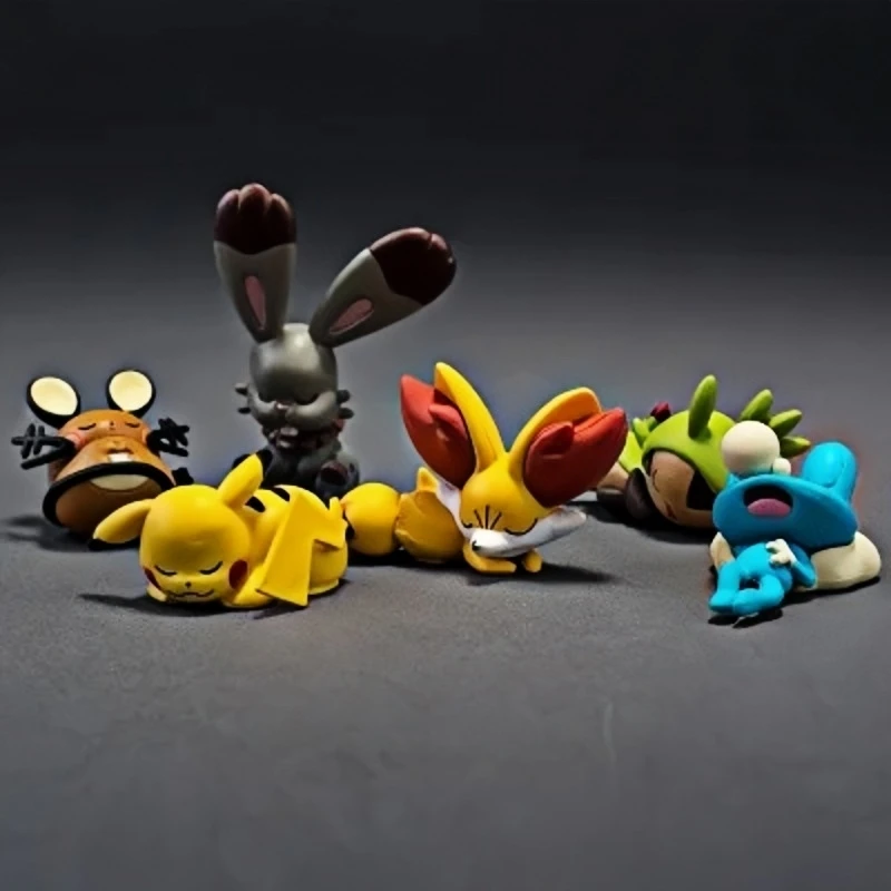 Sleeping Pokemon Action Figure Cup Pocket Monster Pikachu Toys Dedenne Fennekin Bunnelby Lucario Mudkip Squishy Tiny Figure