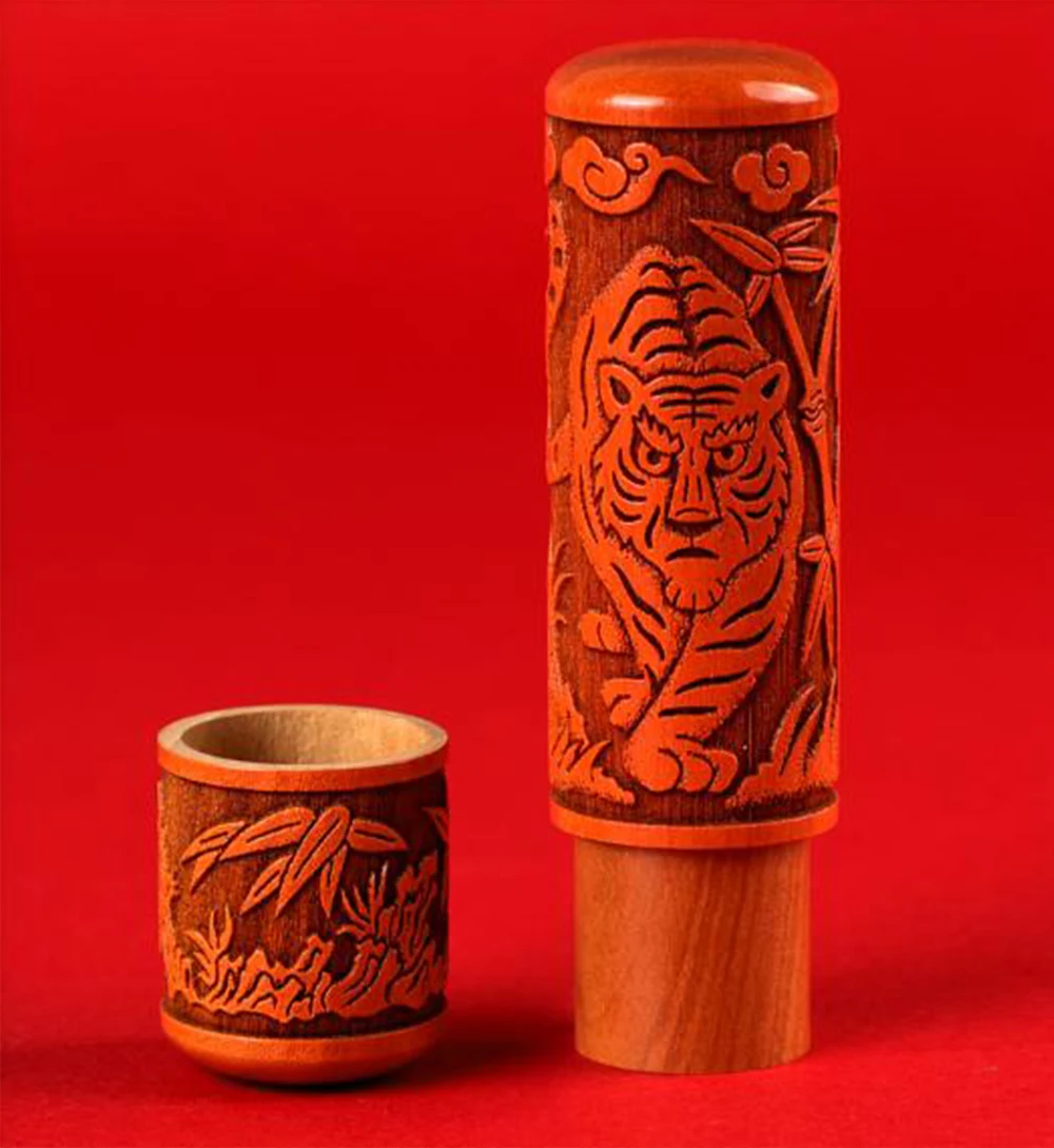 Wood Stamp for Chinese Zodiac Engraved Custom Name Stamp For Children Cloth Bag Calligraphy Stamp Signature Gifts