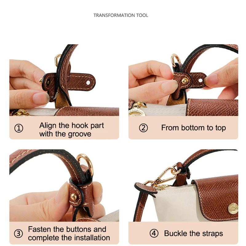 Bag Strap Buckle For Longchamp Split Leather Hang Buckle Replacement Bag Shoulder Strap Buckles Modification Bag Punch-free