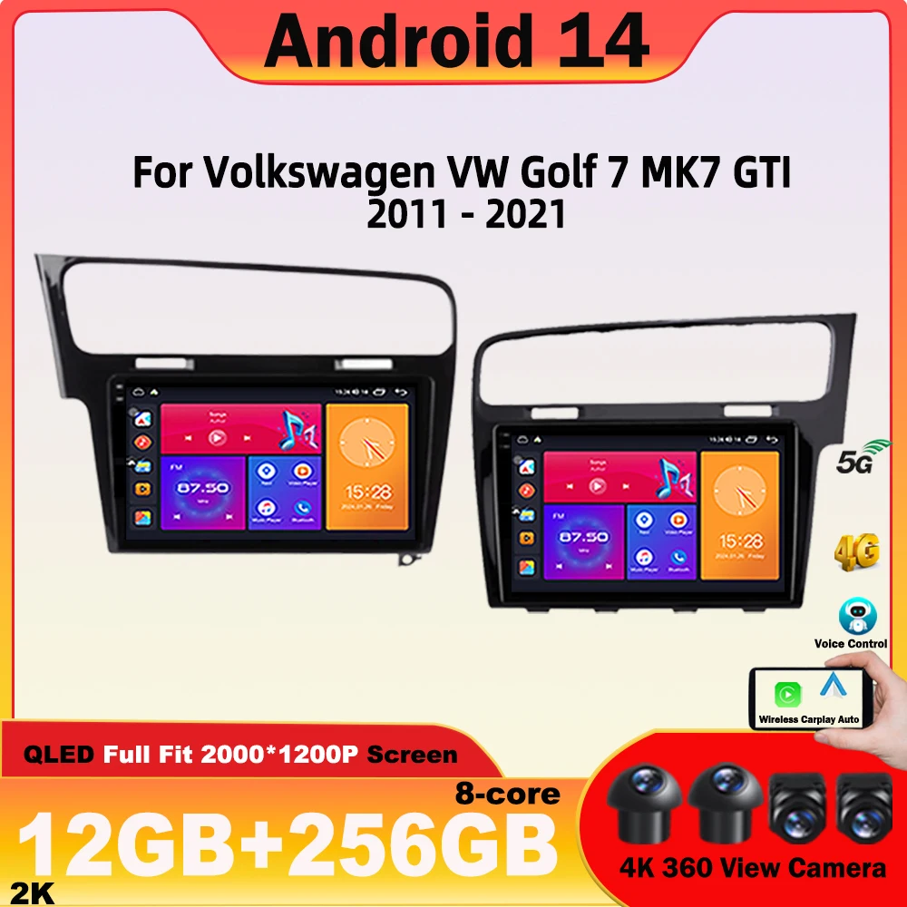 

Android 14 Car Radio Carplay For Volkswagen VW Golf 7 MK7 GTI 2011 - 2021 Right Hand Drive RHD Auto Stereo Video Player NO 2 din