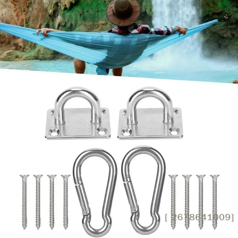 〔L〕2 Set Stainless Square Heavy Duty Ceiling Wall Mounted Hook For Yoga Swings Hammocks Hardware