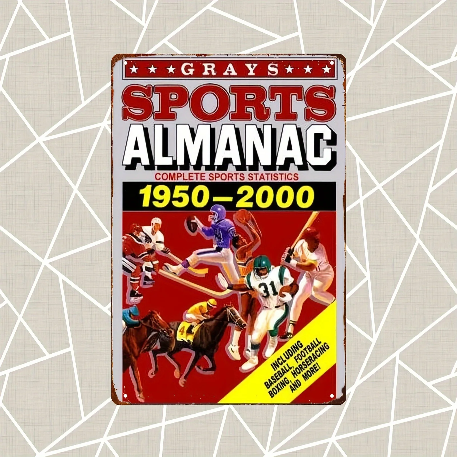 Plaque murale en métal « Back to the Future Sports Almanac 1950-2000 » - Décoration murale vintage Art Déco, souvenir de film, style rétro en fer pour les fans de sport