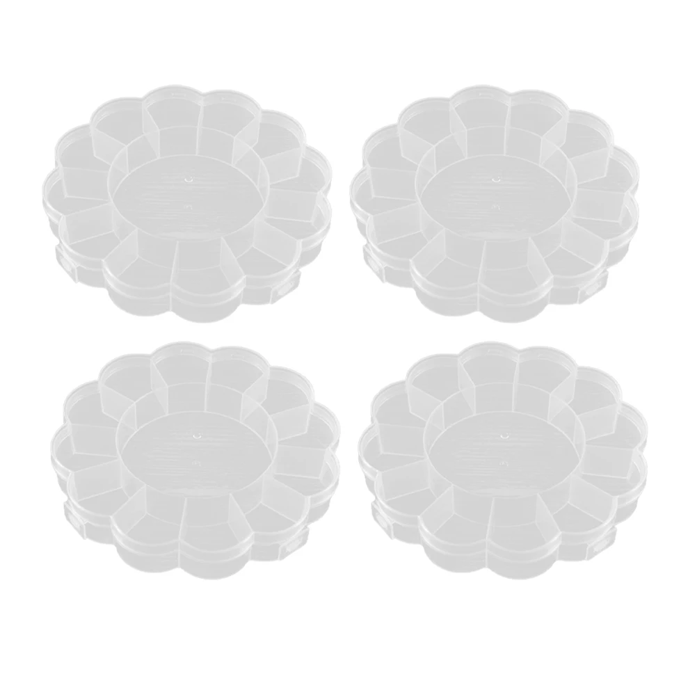 

4Pcs Plastic Storage Box 13 Compartments Round Organizer Desktop Container for Office Cosmetics Sundries Storage Case