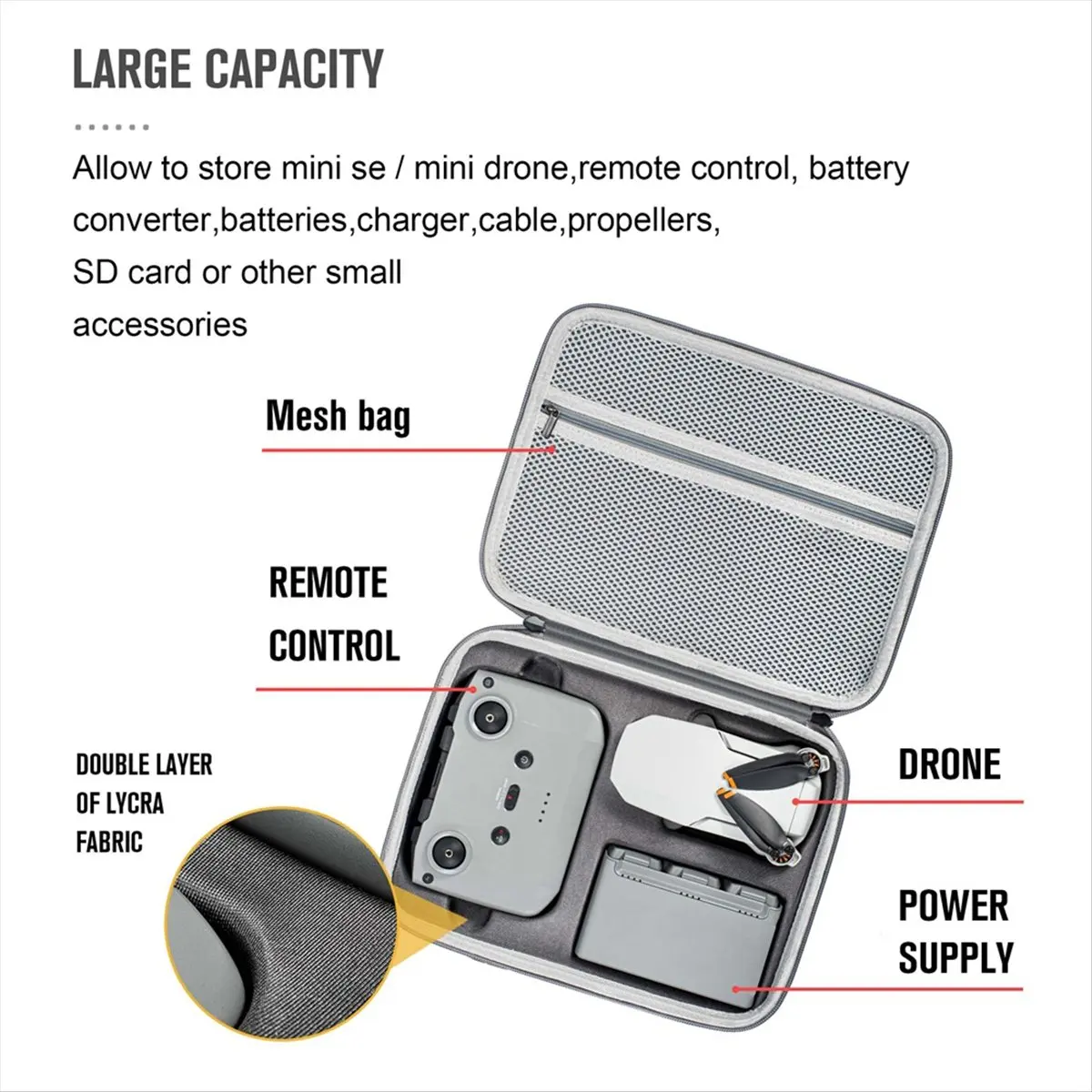 《Factory Direct》Drone Accessories Portable Travel Shoulder Bag for Mini 2/2 SE /Mini 4K Carrying Case PU Storage Waterproof Box