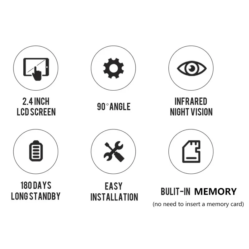 Câmeras de campainha com tela lcd de 2.4 polegadas, câmera olho mágico para porta, visão noturna, vídeo, campainha visual, proteção de segurança
