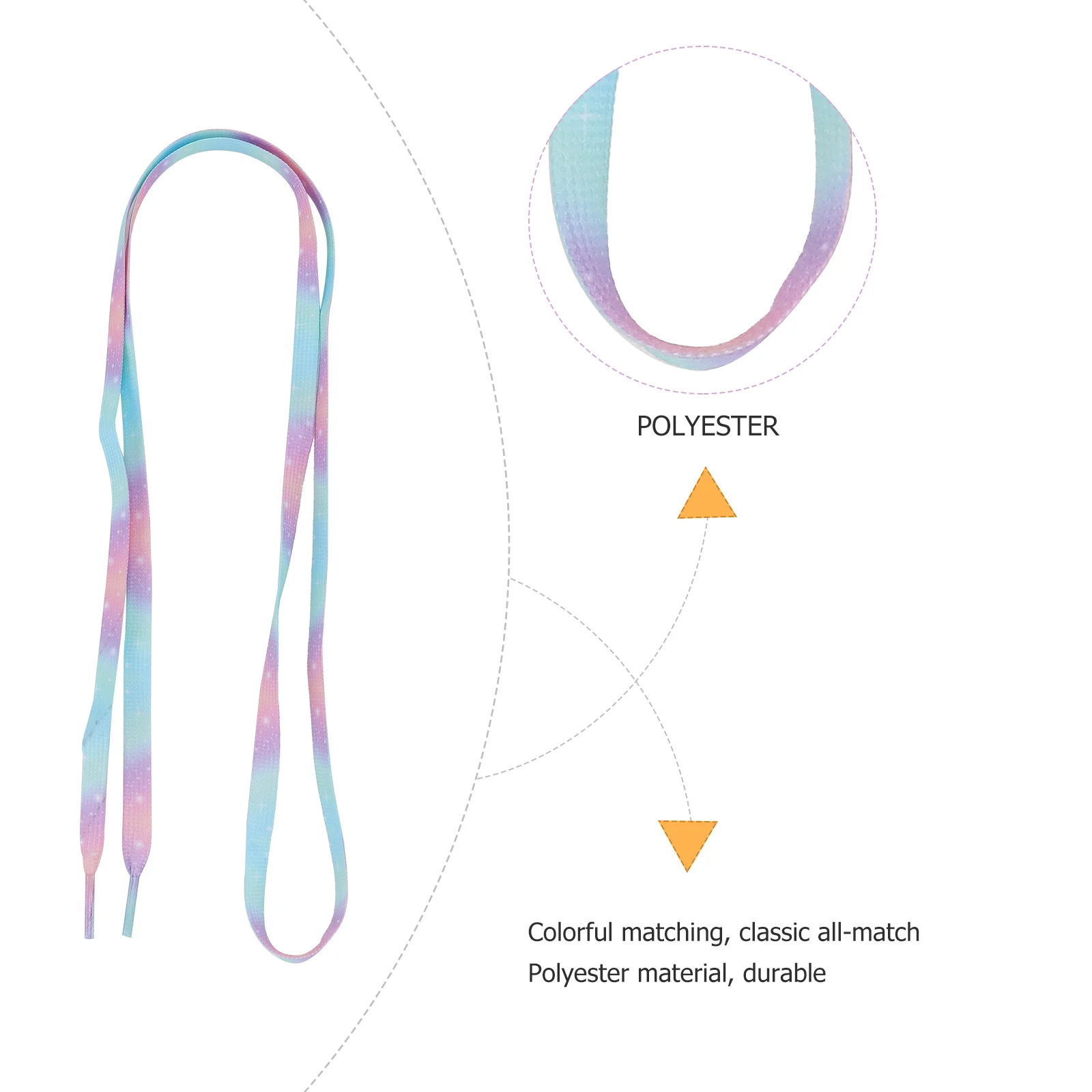 2 paires de lacets dégradés, chaussures plates pour une élasticité durable et colorée