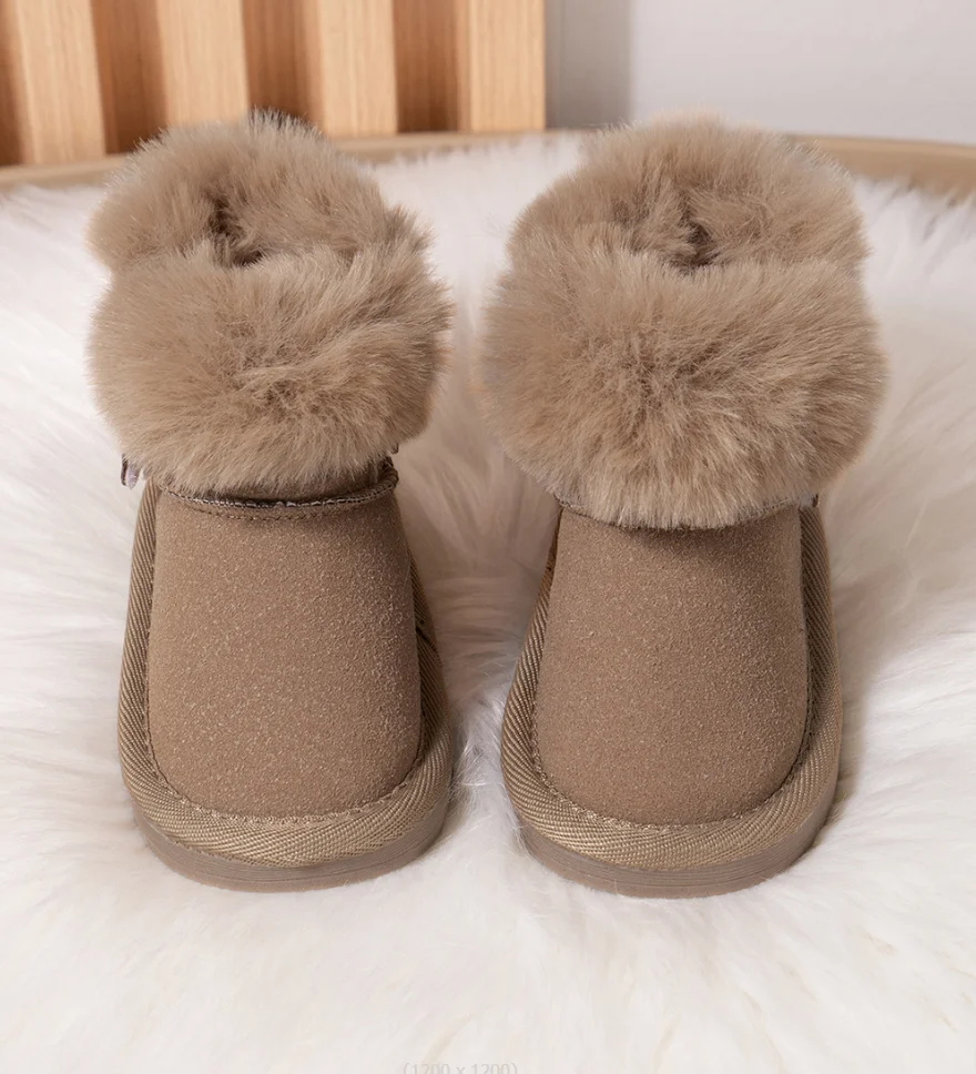 Baby Snow Boots 2024 Baby Thick Plush Shoes Toddler Walking Soft Sole Warm Cotton Shoes Winter Boys Girls Waterproof Booties