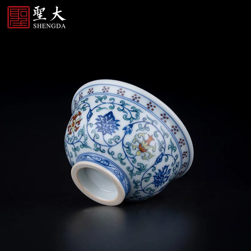 |blue bucket colors branch treasure phase grain pressure hand cups of jingdezhen pure manual hand-painted sample tea cup