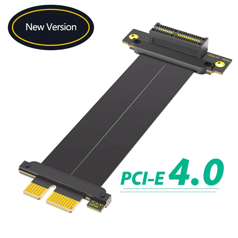 

NEW PCI-E 4.0 X1 Riser Cable 90 Degree PCIE X1 Adapter PCIe Gen4 1X to 1X Extension Cable PCI Express Riser Card Ribbon Extender