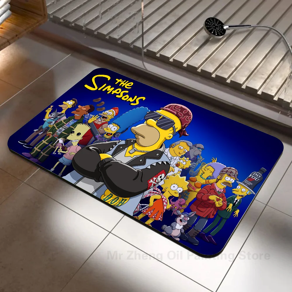 Flannel Printed The Simpsons Door Mat Homer Bart Lisa And Family Design Soft Non Slip Floor Rug For Home Living Room Decor