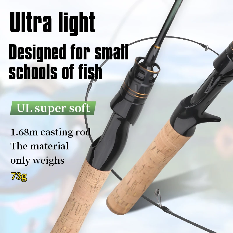 ROLLFISH UL Minnow Angelrute 1,68m/1,8m Ultraleichte Soft-Tip Sensitive Carbon Spinnrute für Forellen und Panfische