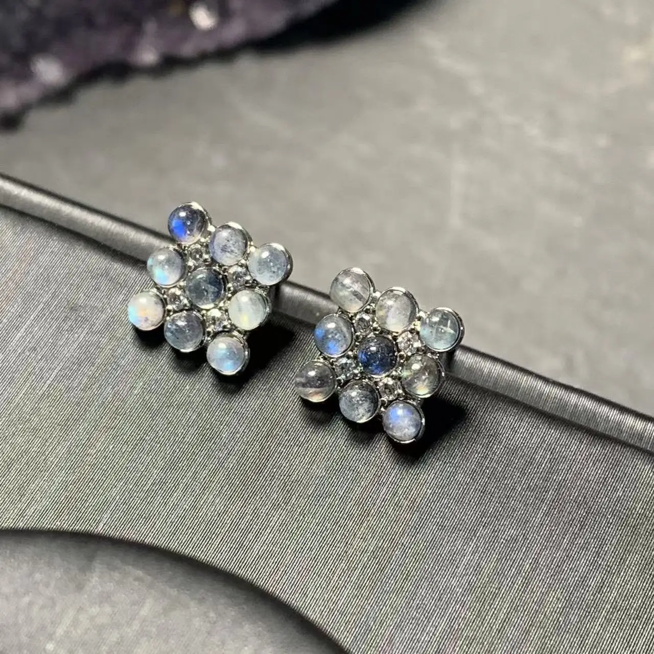 HEYYA STONE Natural Moonstone Stud Earrings For Women 925 Silver Earrings Simple Fine Jewelry Stone Gemstone Classic Style