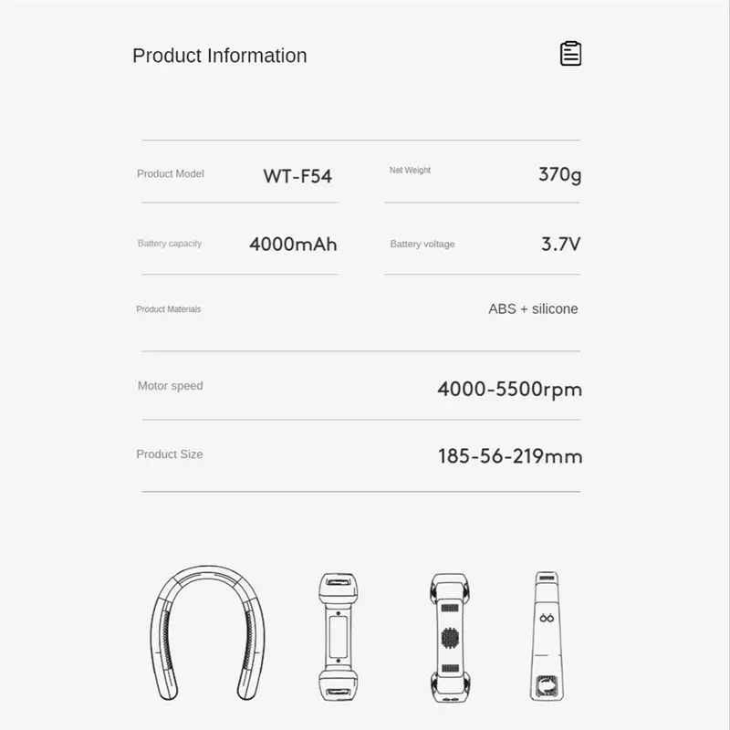 

*ABKM Портативный шейный вентилятор USB перезаряжаемый безлопастной вентилятор 4000 мАч холодильный полупроводниковый вентилятор бесшумный для лета-белый
