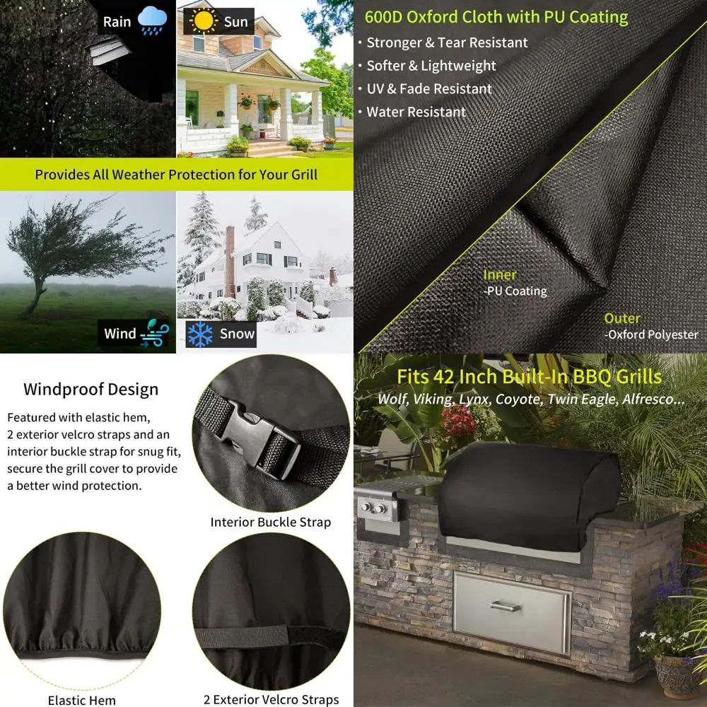 

42 Waterproof BBQ Grill Cover for Lynx, Twin Eagle, Wolf, Viking, Alfresco - Elastic Fit, 1 Pack