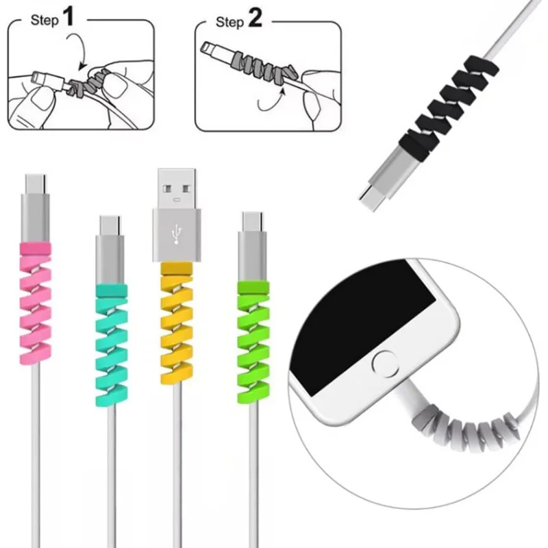 Cable Protector Universal Silicone Data Cable Spiral Winder Wire Cord Cable Organizer for Charge Cable Protector Accessory